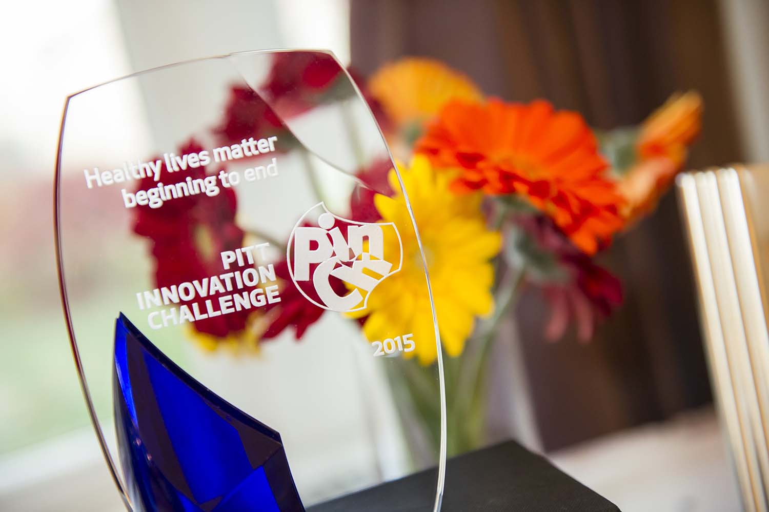 An engraved glass PInCh 2015 award